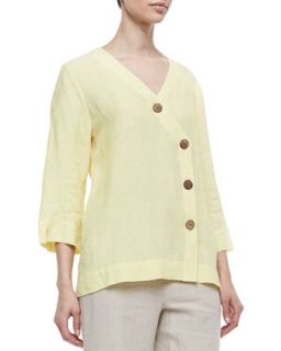 Womens Long Sleeve Tunic with Large Notched Buttons   Yellow (X LARGE16)