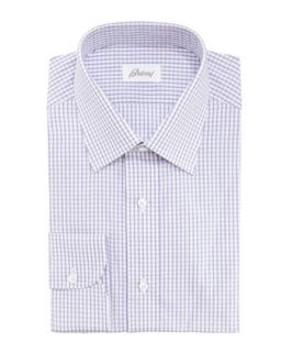 Mens Check Dress Shirt, Purple/White   Brioni   Purple/White (42/16.5L)