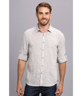 Kenneth Cole Sportswear Long Sleeve Linen Roll Sleeve Shirt Mens Short Sleeve Button Up (Gray)