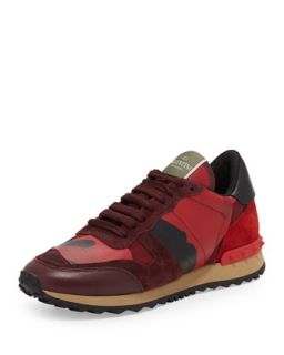 Rockstud Camo Print Sneaker, Red   Valentino   Red/Camo (37.5B/7.5B)