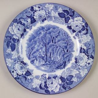 Enoch Wood & Sons English Scenery Blue (Blue Backs,Smooth) Dessert/Pie Plate, Fi