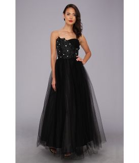 Unique Vintage Tulle Strapless Gown Womens Dress (Black)