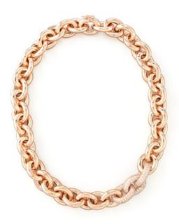 Pave Link Cable Chain Necklace, Rose Gold   Eddie Borgo   Rose gold