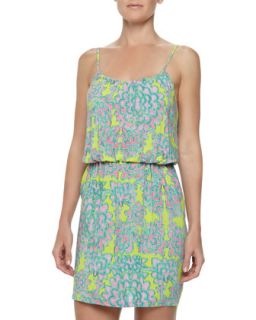 Womens Glamour Floral Skimmer Dress   Josie   Green/Pink (X LARGE)