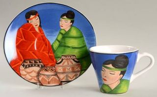 Sango Twilight Flat Cup & Saucer Set, Fine China Dinnerware   Stoneware,  Native