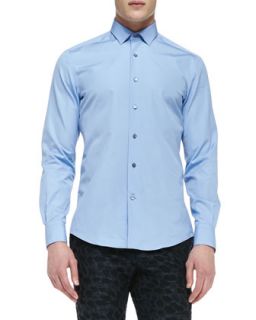 Mens Solid Woven Poplin Shirt, Light Blue   Lanvin   Light blue (39)