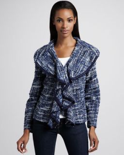 Womens Hamptons Tweed Weekend Jacket, Petite   Berek   Multi(blue/White) (PXS