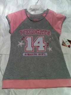 Disney Channel High School Musical Gray with Pink Accents Short Sleeve T Shirt Saying, 'Wildcats 14 Athletic Dept.'   Size L/14yrs Toys & Games