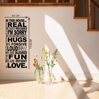 23.6" X 45.3" in This HouseWe Are Real We Make Mistakes We Say I'm Sorry We Give Second Chances We Have Fun We Give Hugs We Forgive We Do Really Loud We Are Patient We Love Wall Saying Decals Quotes Wall Saying Art Decor DIY Vinyl Lettering D