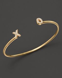Dana Rebecca Designs Diamond X & O Initial Cuff in 14K Yellow Gold, .1 ct. t.w.'s