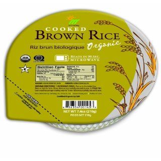 Minsley Cooked Brown Rice Bowl, Organic, Reday in 90 sec.Microwave, 7.4 Ounce Bowls Pack of 6  Prepared Rice Bowls  Grocery & Gourmet Food