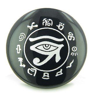 All Seeing and Feeling Eye of Horus Egyptian Amulet Black Onyx Magic Gemstone Circle Spiritual Powers Keepsake Individual Totem Jewelry
