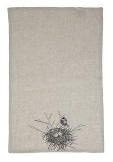Chickadee Delight Tea Towel in Linen  Mod Retro Vintage Bath
