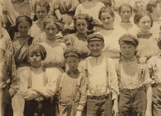 1912 child labor photo Detail of faces of younger workers in Aragon Mill, Roc g9  