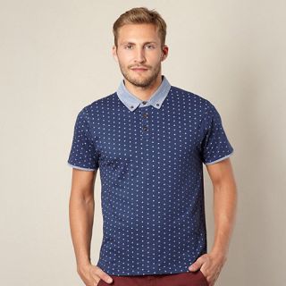 Red Herring Navy jersey spotted polo shirt