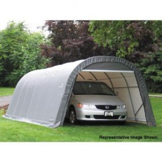 ShelterLogic 12 Ft.W Round Style Instant Garage   28ft.L x 12ft.W x 8ft.H, 1 5/8in. Frame, Gray, Model# 76632  Sun Shelters  Patio, Lawn & Garden