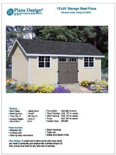 12' x 20' Garden / Utility / Storage Shed Plans Design # D1220G, Material List and Step By Step Included   Woodworking Project Plans  