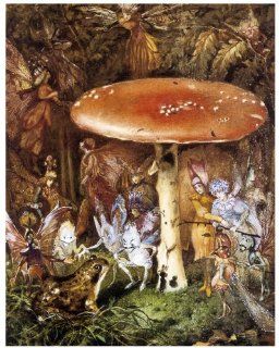CANVAS The Intruders Mushroom Frog by John Anster Fitzgerald Fairy Fairies Folklore Magical Legendary Creature 11" X 14" Image Size Reproduction on CANVAS. Several more sizes available   Prints