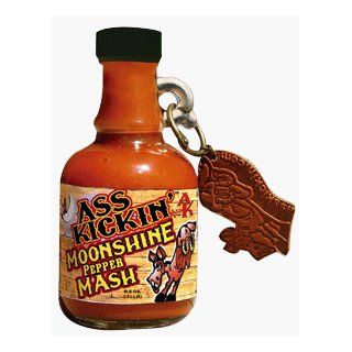Ass Kickin' Moonshine Pepper Mash   This here boldly brewed Jalapeno Mash hot sauce be straight from the shed of our back forty. I reckon it's just the thing for any train hoppin' chicken stealin' good ol' boy or gal in a hankerin' 