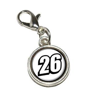 Graphics and More 26 Number Twenty Six Antiqued Bracelet Pendant Zipper Pull Charm with Lobster Clasp