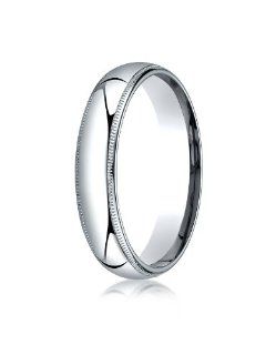 18K White Gold 5mm Slightly Domed Standard Comfort Fit Benchmark Wedding Band Ring for Men & Women Size 4 to 15 with Milgrain Jewelry