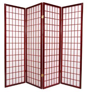 Oriental Furniture Slightly Shorter Sizes, 60 Inch Tall Window Pane Lattice Privacy Screen Room Divider, 4 Panel Rosewood   Room Dividers And Folding Privacy Screens