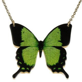 4127 7  Full 2" Green Swallowtail Butterfly Pendant Jewelry