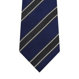 Hammond & Co. by Patrick Grant Designer dark blue textured stripe silk tie