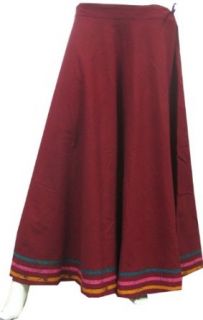 Long Indian Skirt Womens Cotton India Clothes (Maroon, One Size) World Apparel Clothing