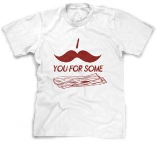 I Mustache You For Some Bacon T Shirt Funny White Bacon Shirt Mustache Tee at  Mens Clothing store