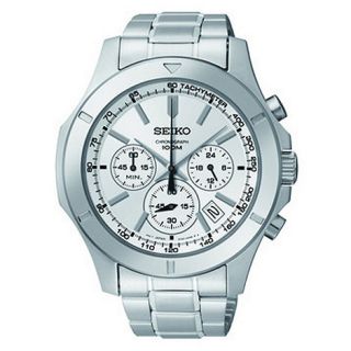 Seiko Mens silver chronograph dial watch
