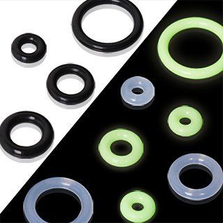Glow In The Dark Rubber O Ring Package used on Plugs and Tapers   5/8" (16mm)   Sold in Pack of 10 Jewelry