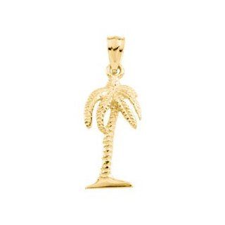 14K Yellow Gold Palm Tree Pendant Jewelry
