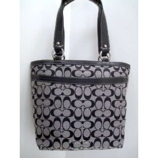 Coach Signature Penelope Lunch Bag Handbag Tote 14693 Black White Clothing
