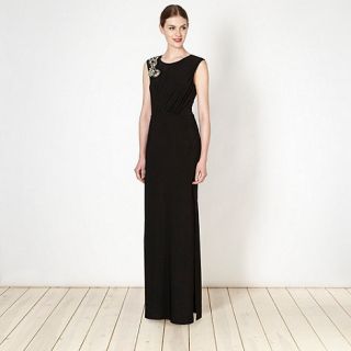 Diamond by Julien Macdonald Designer black embellished shoulder maxi dress