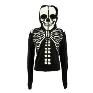 Banned Hoodie GLOWING SKELETON black L Bekleidung