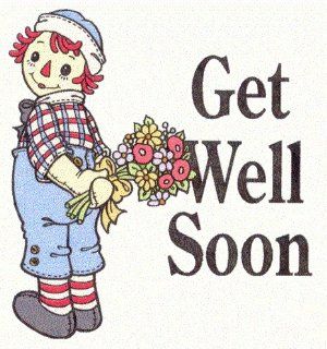 Raggedy Andy Get Well Soon Rubber Stamp