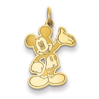 Disney Collection   14K Yellow Gold Disney Waving Mickey Charm Pendant Jewelry