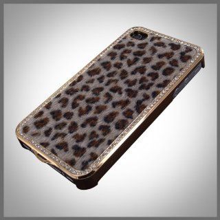 Furry Leopard Cheetah Bling on Gold "Signature Xcellence" Textured case cover for Apple iPhone 4 4G 4S Cell Phones & Accessories