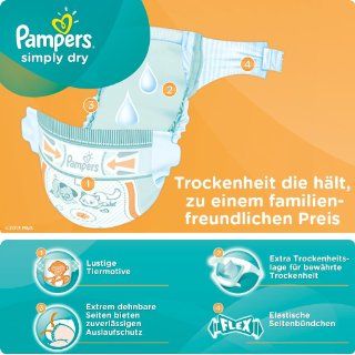 Pampers Windeln Simply Dry Gr.4 Maxi 7 18kg Jumbo Box, 2er Pack (2 x 74 Stck) Drogerie & Körperpflege