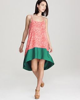 AQUA Dress   Printed Fuzzy Dot Color Block Slip's