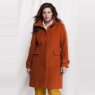 Lands End Orange womens plus luxe wool walker coat