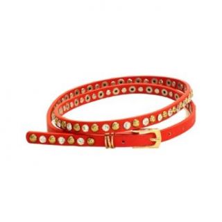 Lovely Lauri Schmaler Fashion Grtel Jessy Strass & Nieten rot 85 Bekleidung