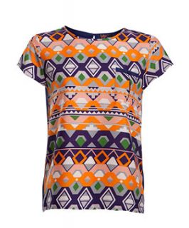 Yumi Blue and Orange Aztec Print Top