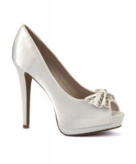 Ivory Satin Diamante Bow Peeptoe Bridal Shoes