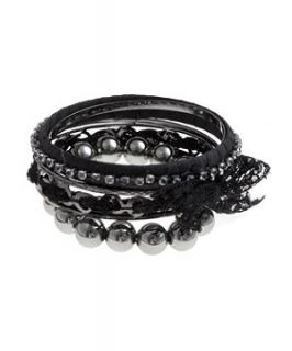 Silver and Black Lace Bracelet Set
