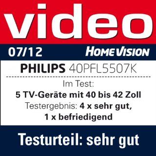 Philips 40PFL5507K/12 102 cm (40 Zoll) 3D LED Backlight Fernseher, EEK A+ (Full HD, 400Hz PMR, DVB C/T/S, CI+, Smart TV Plus, WiFi, USB Recording) silber schwarz gebrstet Heimkino, TV & Video