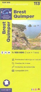 Brest, Quimper Frankreich, Bretagne 1100.000 topographische Wander , Rad und Tourenkarte Nr. 113 IGN Inst.Geogr.nat. Bücher