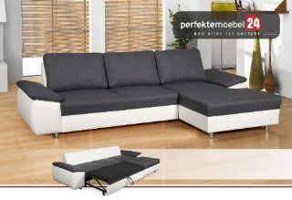Couch mit Schlaffunktion und Bettkasten Eckcouch Sofa Polster Ecke Wohnlandschaft MESSINA (Cayenne) Küche & Haushalt