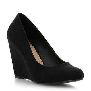 Head Over Heels by Dune Black micro fibre Berlinda wedge court shoe